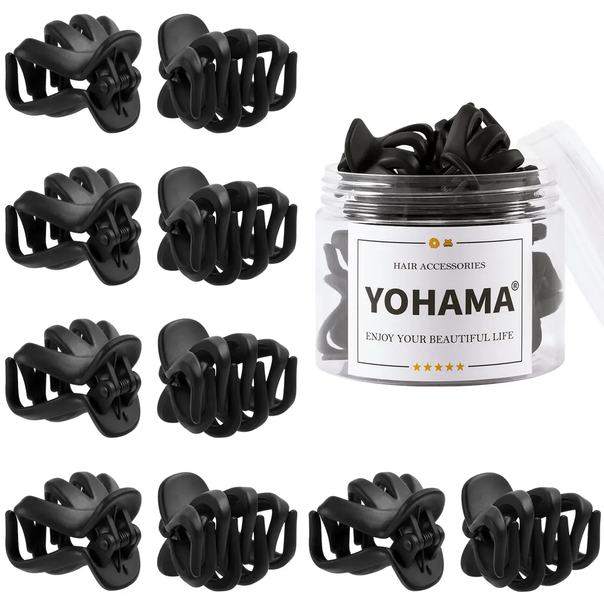YOHAMA Black 10pcs Hair Clips 4cm (1.57 inch) | Strong Grip Octopus Claw Clips for Thin to Thick Hair - main product image