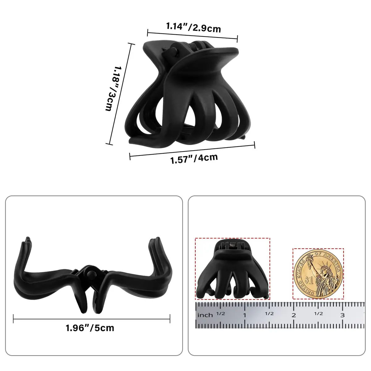 YOHAMA Black 10pcs Hair Clips 4cm (1.57 inch) | Strong Grip Octopus Claw Clips for Thin to Thick Hair - view 2