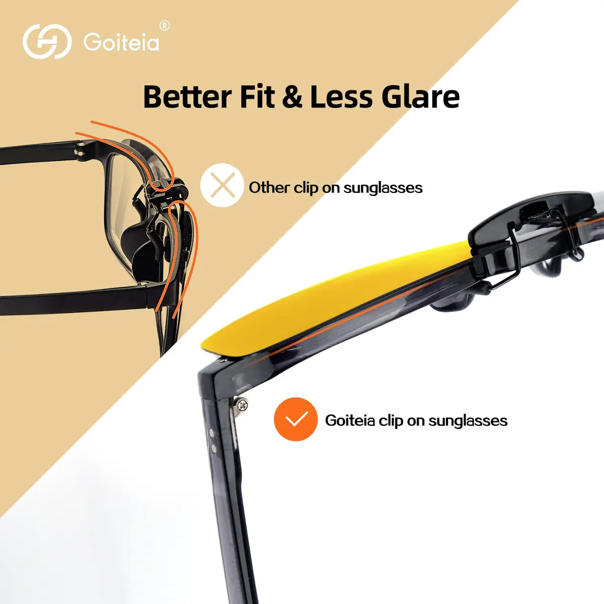 Goiteia Night Driving Clip On Glasses | Polarized UV400 Anti-Glare for Safer Night Drive - view 5