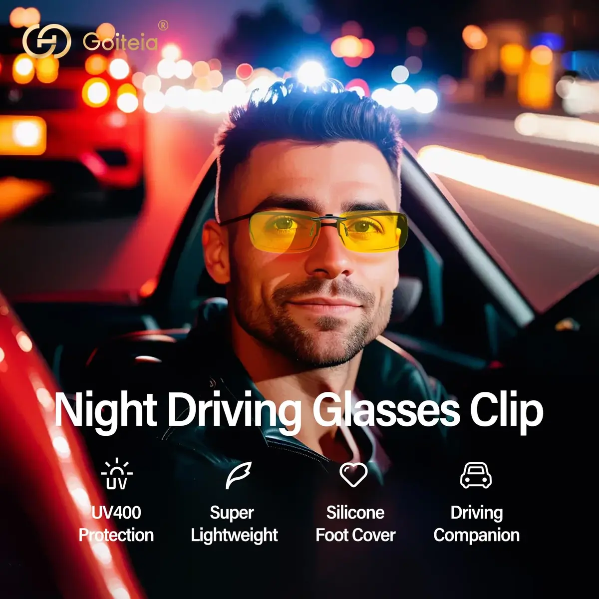 Goiteia Night Driving Clip On Glasses | Polarized UV400 Anti-Glare for Safer Night Drive - view 2