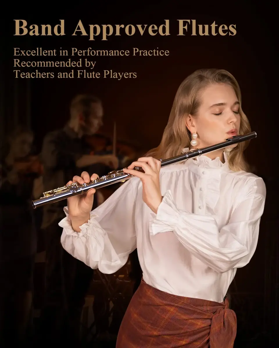 Eastar EFL-1S 16-Key Closed Hole C Flute Kit | Silver Plated Beginner Transverse Flute with Case & Cleaning Tools - view 5