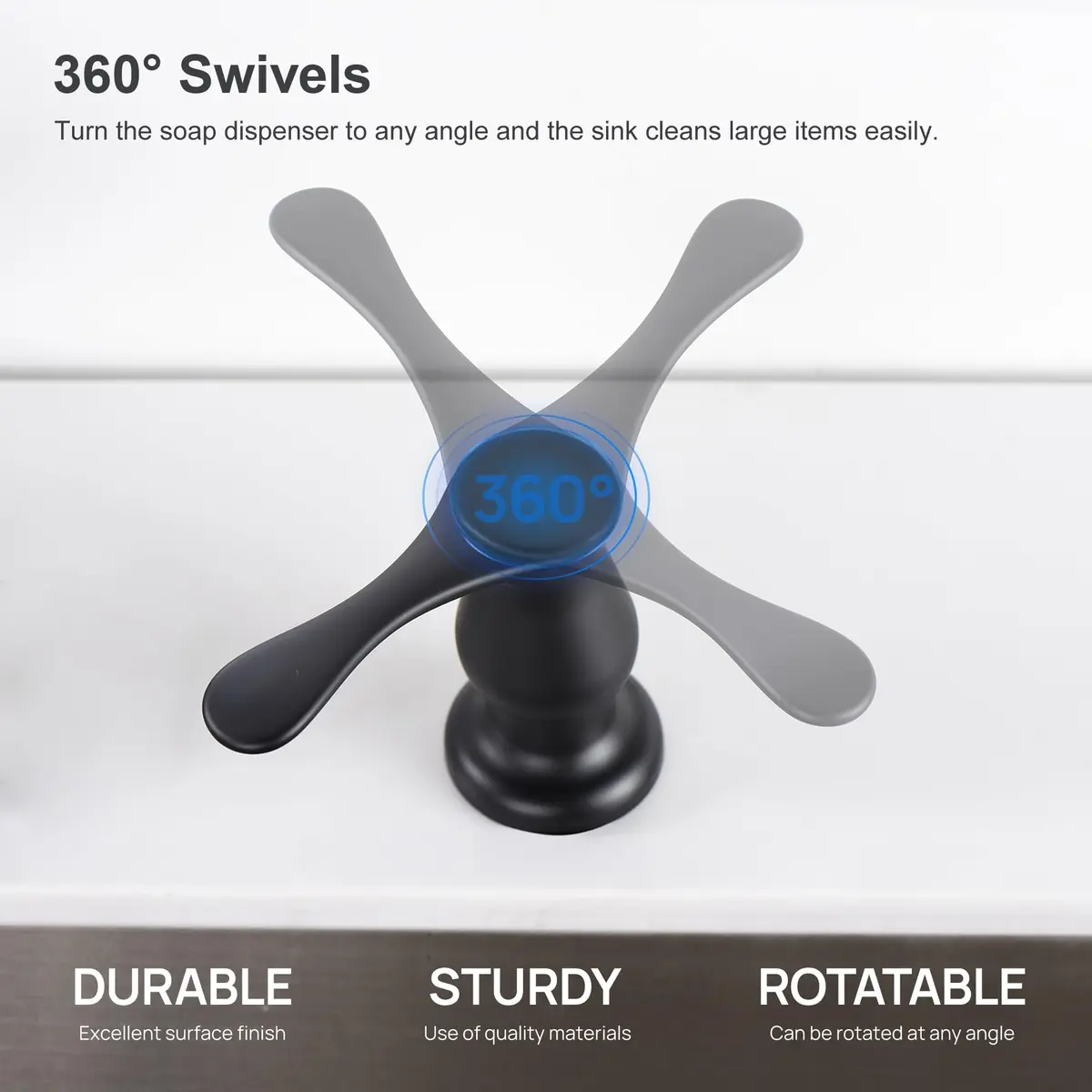 GAGALIFE Built-in Soap Dispenser for Kitchen Sink with 500ml Bottle, Matte Black | Easy Refill & Installation - view 4