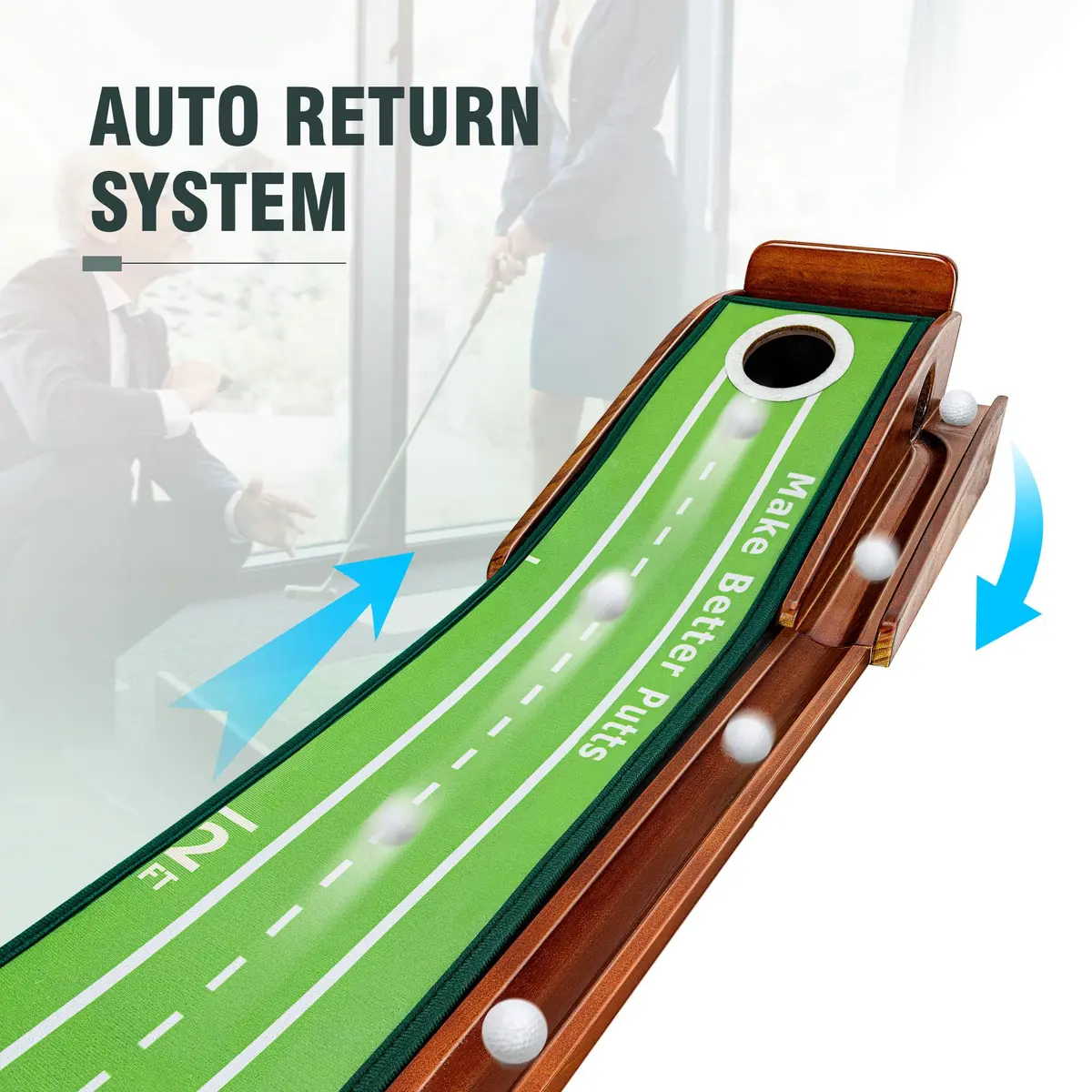 ToVii Golf Practice Mat Indoor 250cm x 250cm | Portable, Ball Return & Guided Alignment (120 chars) - view 5