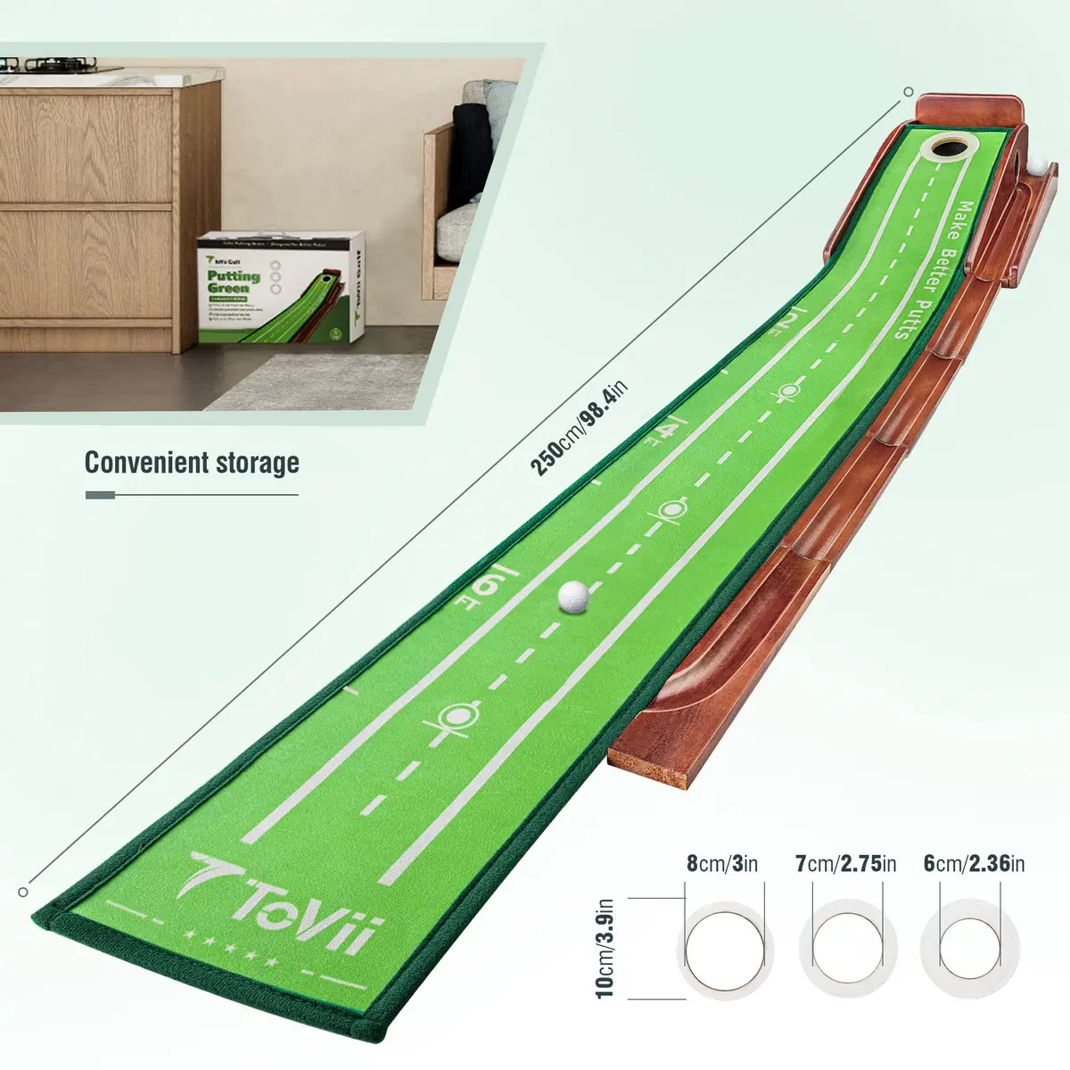 ToVii Golf Practice Mat Indoor 250cm x 250cm | Portable, Ball Return & Guided Alignment (120 chars) - view 4