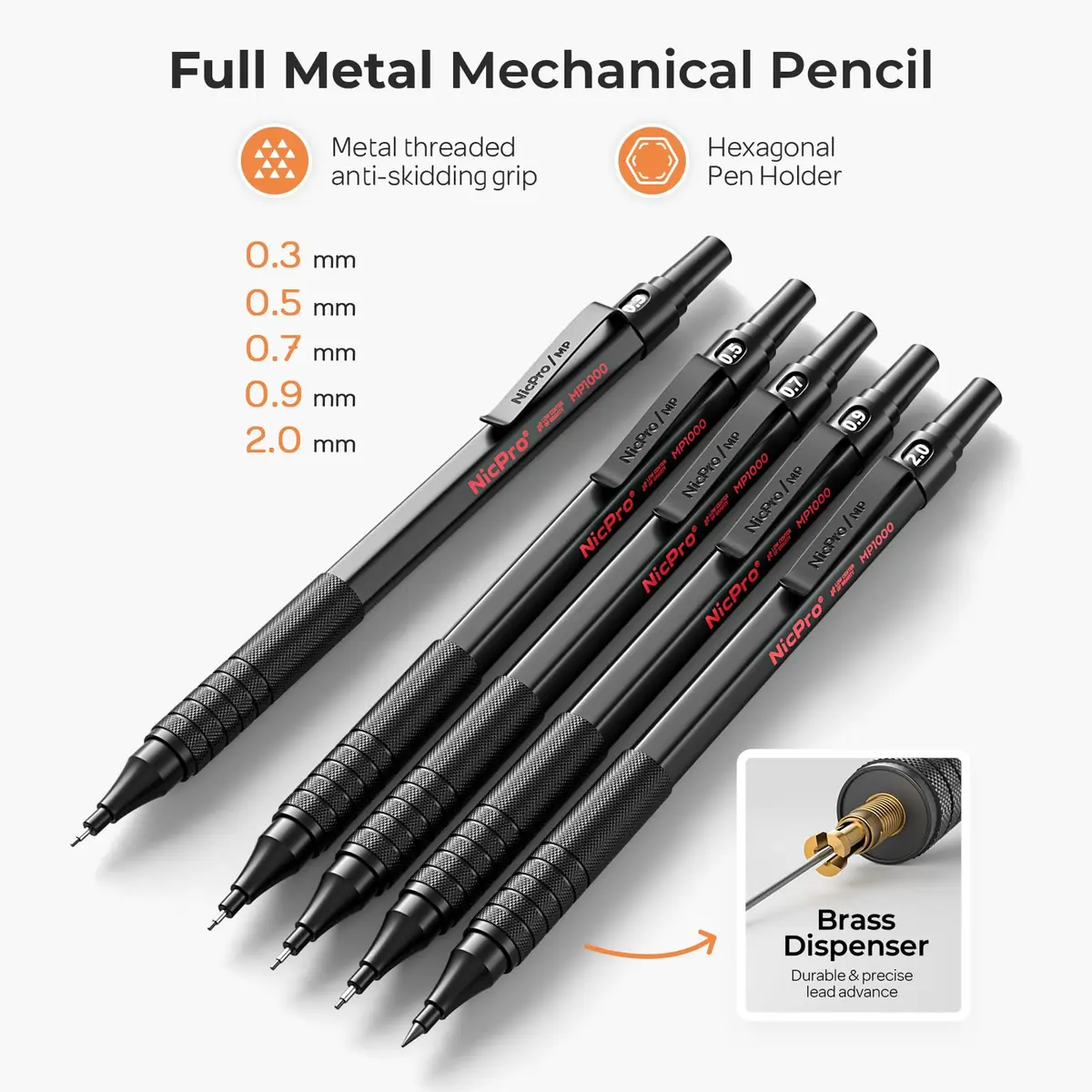 Nicpro Mechanical Pencil Set 27PCS | Metal Drawing & Writing with Lead Eraser - view 2