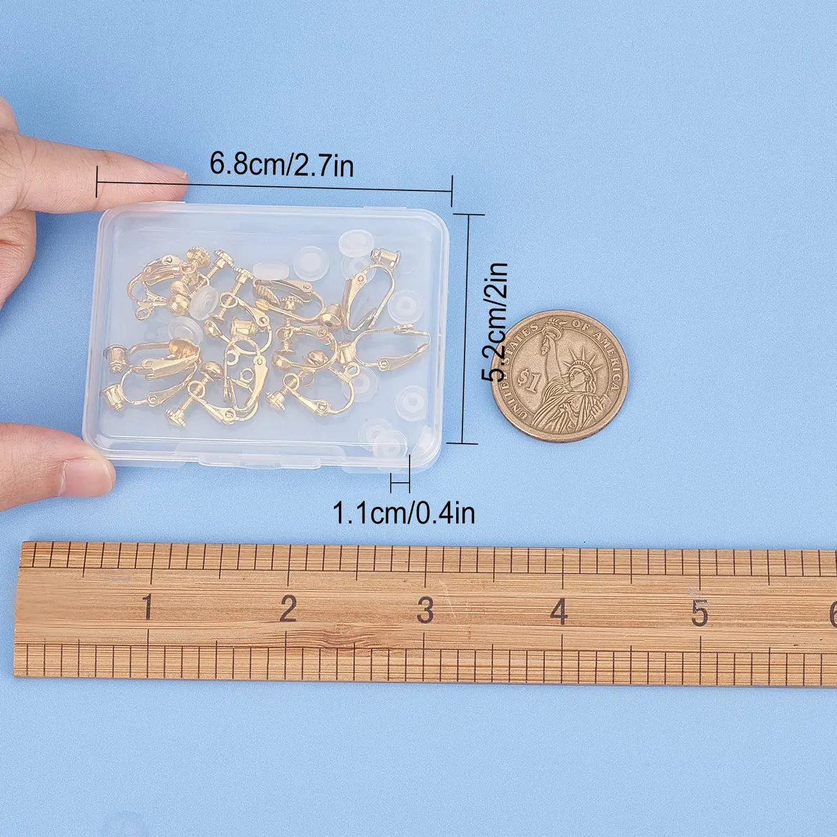 SUNNYCLUE Brass Clip-on Earring Findings Set - 12Pcs Golden Color Converter Posts & Dangles with Comfort Pads | Jewelry Making Supplies - view 7