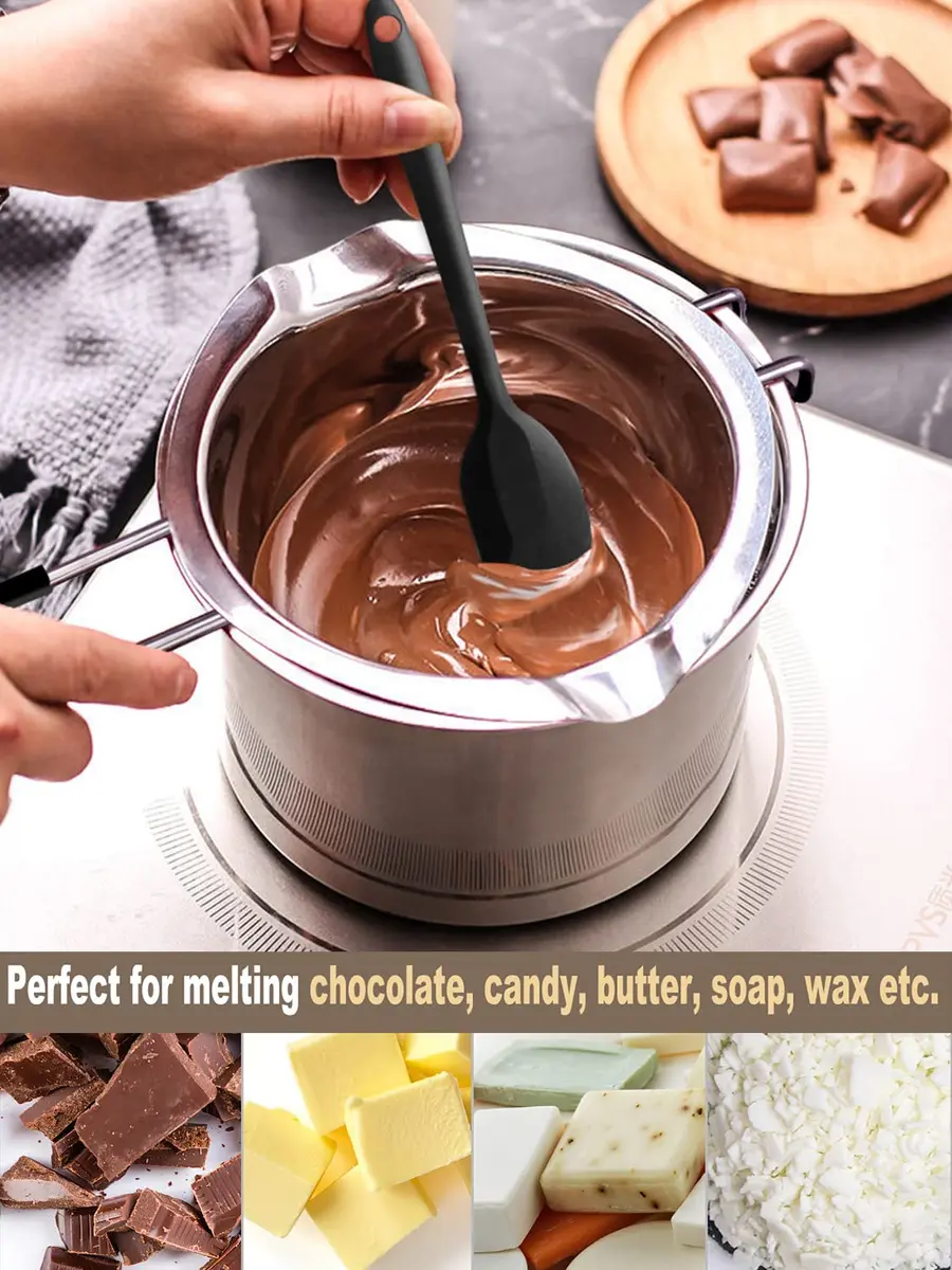 SONGZIMING Double Boiler Pot Set with Silicone Spatula, 1200ML + 2800ML Stainless Steel Pots | Induction Compatible - view 6
