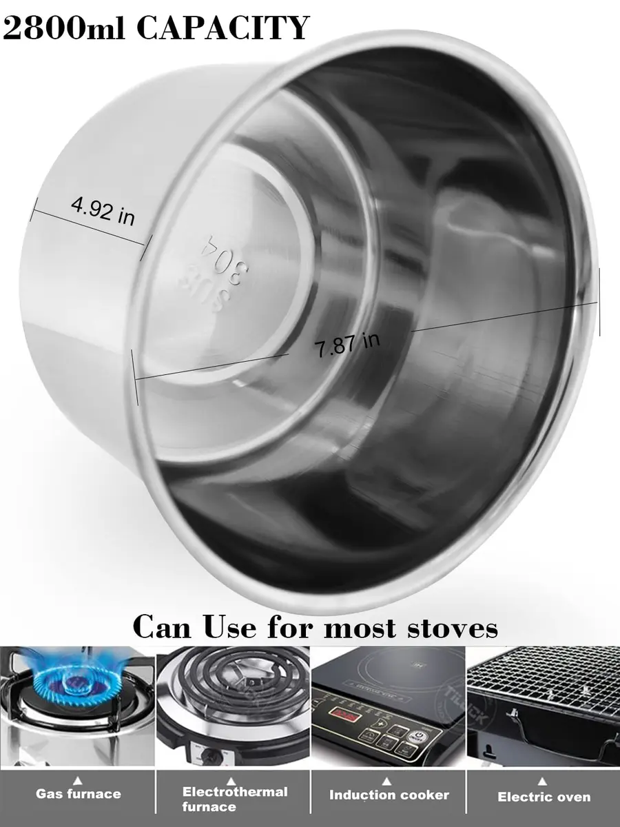 SONGZIMING Double Boiler Pot Set with Silicone Spatula, 1200ML + 2800ML Stainless Steel Pots | Induction Compatible - view 3