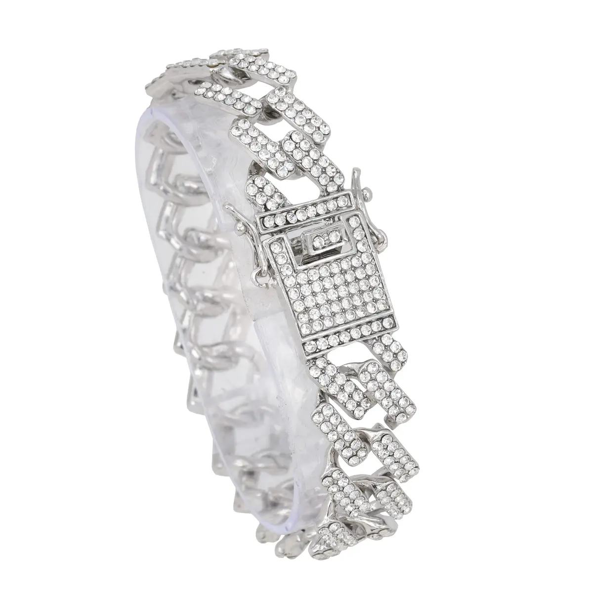 Charles Raymond Bling-ed Out Hip Hop Mens Watch 8.5 inch Silver | Iced Out Dial & Diamond Look - view 3