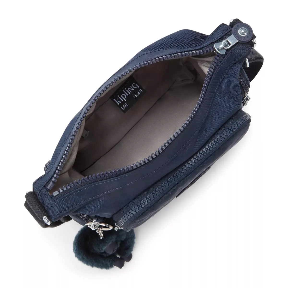 Kipling Gabbie Mini Crossbody Bag Blue Bleu 2 21.6 cm (8.5 in) x 27 cm (10.6 in) x 7.6 cm (3 in) | Water Resistant Organizational Pockets - view 3