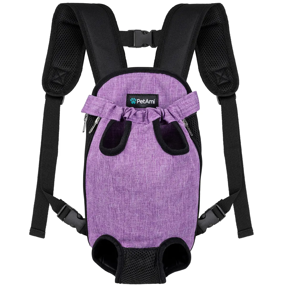 PetAmi Dog Carrier Backpack, Adjustable Ventilated Pet Sling for Small Medium Dogs & Cats, Large, 12-16 lbs, Purple | Lightweight & Expandable - main product image