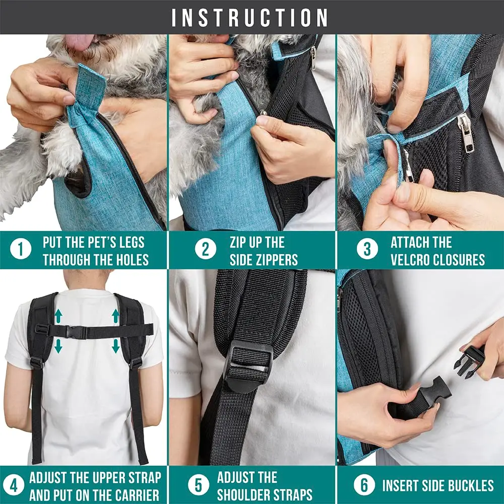 PetAmi Dog Carrier Backpack, Adjustable Ventilated Pet Sling for Small Medium Dogs & Cats, Large, 12-16 lbs, Purple | Lightweight & Expandable - view 5
