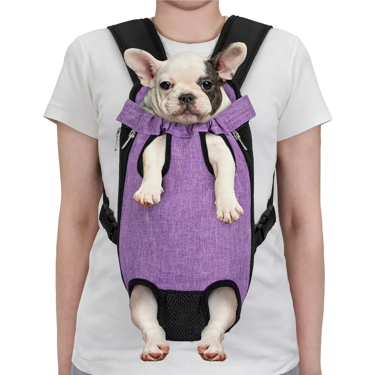 PetAmi Dog Carrier Backpack, Adjustable Ventilated Pet Sling for Small Medium Dogs & Cats, Large, 12-16 lbs, Purple | Lightweight & Expandable - view 2