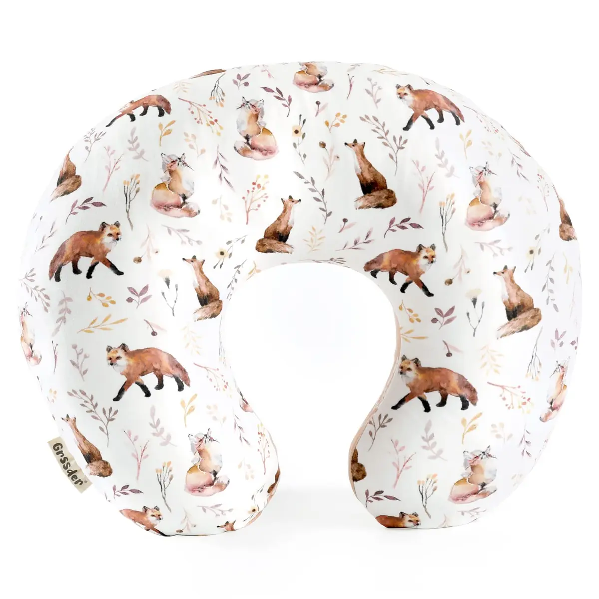 GRSSDER Nursing Pillow Cover Stretchy Minky Removable Slipcover for Breastfeeding Pillows, Ultra Soft Comfortable Fox Pattern (22.5 x 18 inches) - main product image