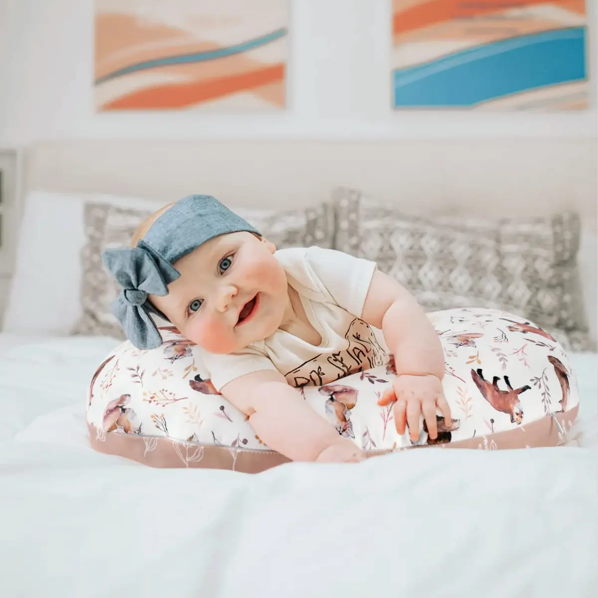 GRSSDER Nursing Pillow Cover Stretchy Minky Removable Slipcover for Breastfeeding Pillows, Ultra Soft Comfortable Fox Pattern (22.5 x 18 inches) - view 7