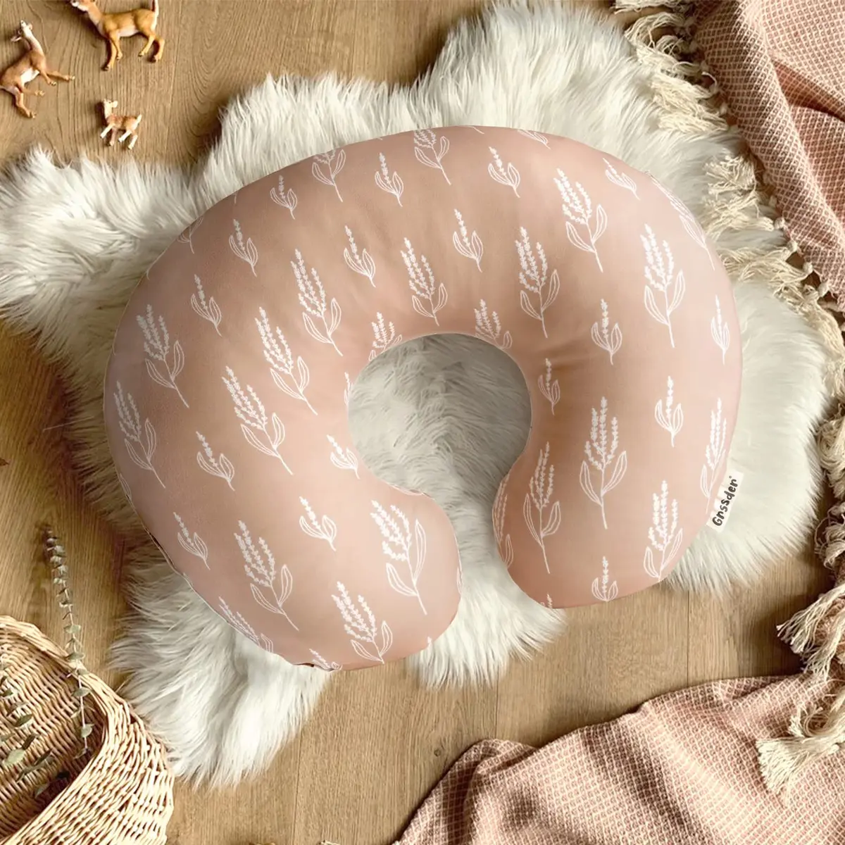 GRSSDER Nursing Pillow Cover Stretchy Minky Removable Slipcover for Breastfeeding Pillows, Ultra Soft Comfortable Fox Pattern (22.5 x 18 inches) - view 3