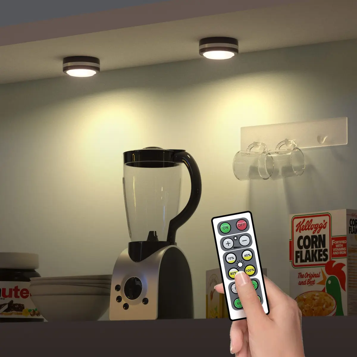 Starxing Wireless LED Under-Cabinet Puck Lights with Remote | Modern White Light for Kitchen & Closet - view 6