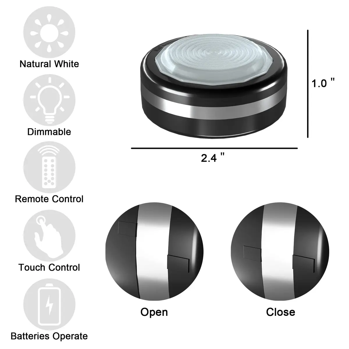 Starxing Wireless LED Under-Cabinet Puck Lights with Remote | Modern White Light for Kitchen & Closet - view 2
