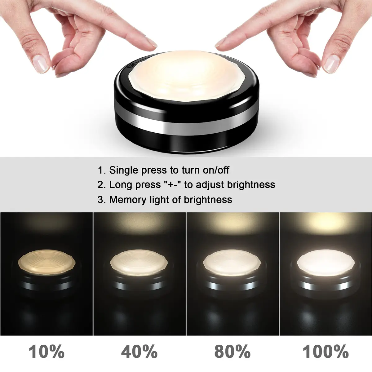 Starxing Wireless LED Under-Cabinet Puck Lights with Remote | Modern White Light for Kitchen & Closet - view 3