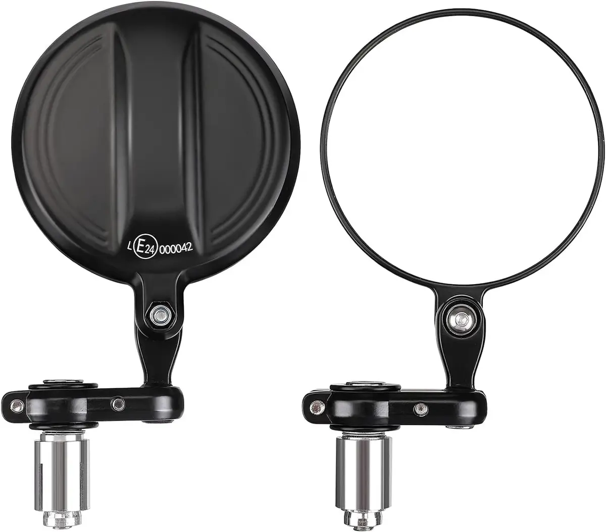 KEMIMOTO Motorcycle Handlebar Mirror, 360° Rotatable, Black | Wide Field of View & Durable Aluminum - main product image