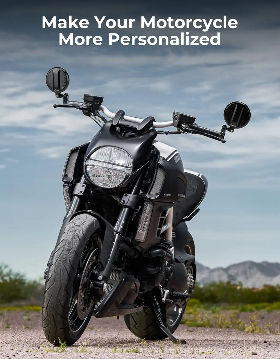 KEMIMOTO Motorcycle Handlebar Mirror, 360° Rotatable, Black | Wide Field of View & Durable Aluminum - view 8