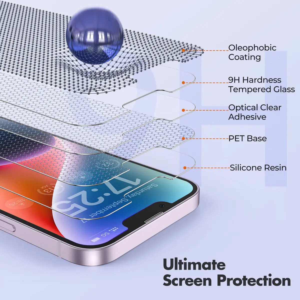 UNBREAKcable 3-Pack Screen Protector for iPhone 13 Pro Max/14 Plus 6.7'' | Ultra HD, 9H Hardness, Bubble-Free - view 5