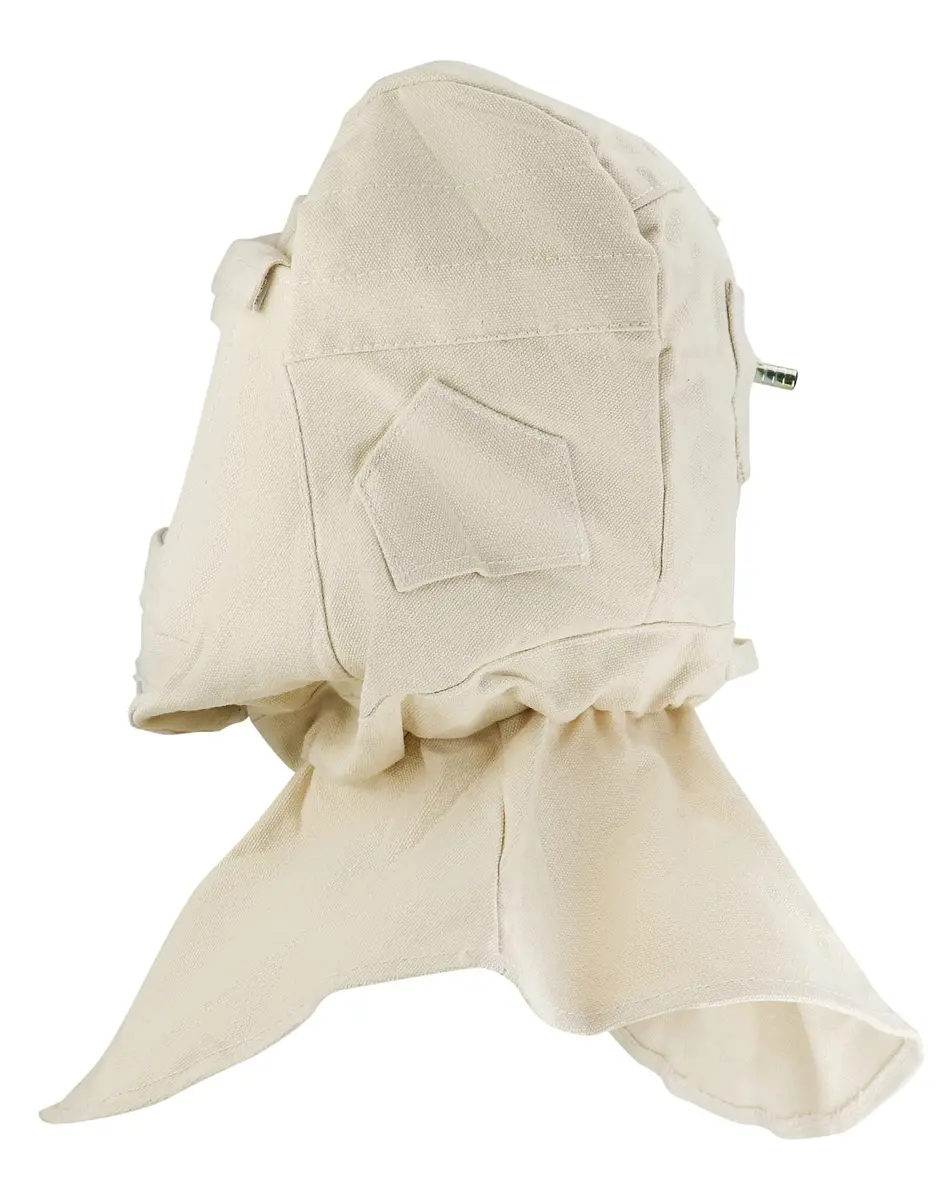 QWORK Sand Blasting Hood Cap with Clear Vision Face Shield and Neck Protector, White | Heavy Duty Canvas & Plastic - view 5