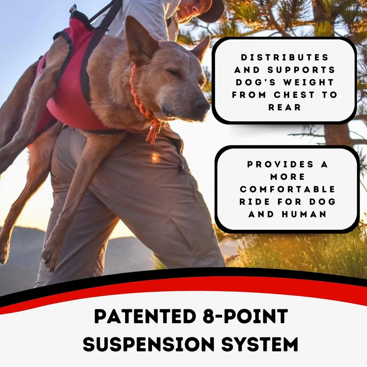 Fido Pro Airlift Emergency Dog Rescue Sling Red XL (576g) | Assisted Carry for Injured Dogs - view 6