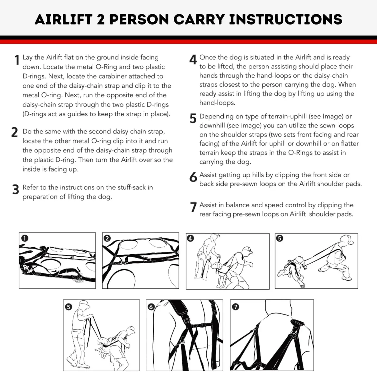 Fido Pro Airlift Emergency Dog Rescue Sling Red XL (576g) | Assisted Carry for Injured Dogs - view 9