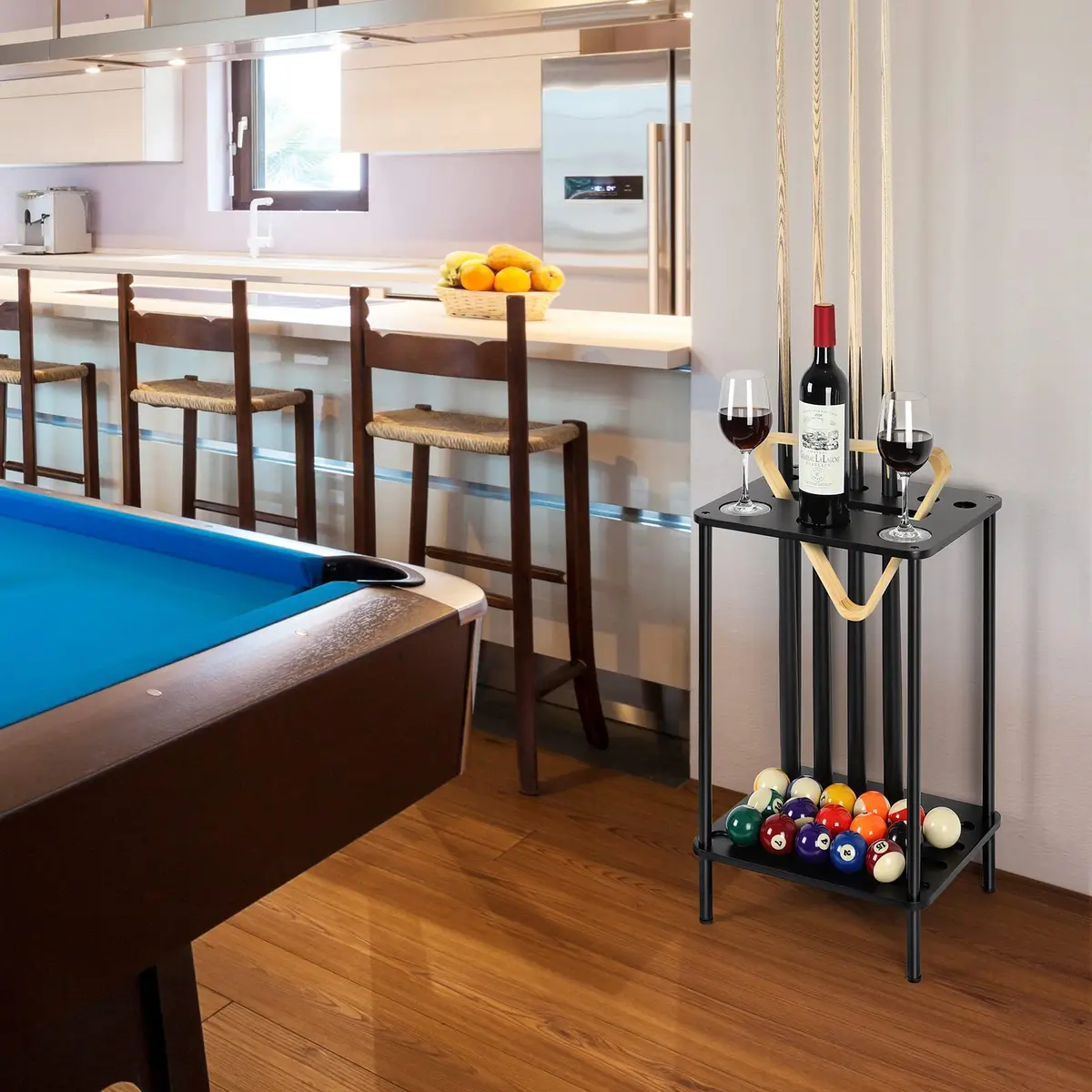 smusei Pool Cue Rack Floor Stand Holds 6 Cues | Modern Black Billiard Table Accessory - view 6