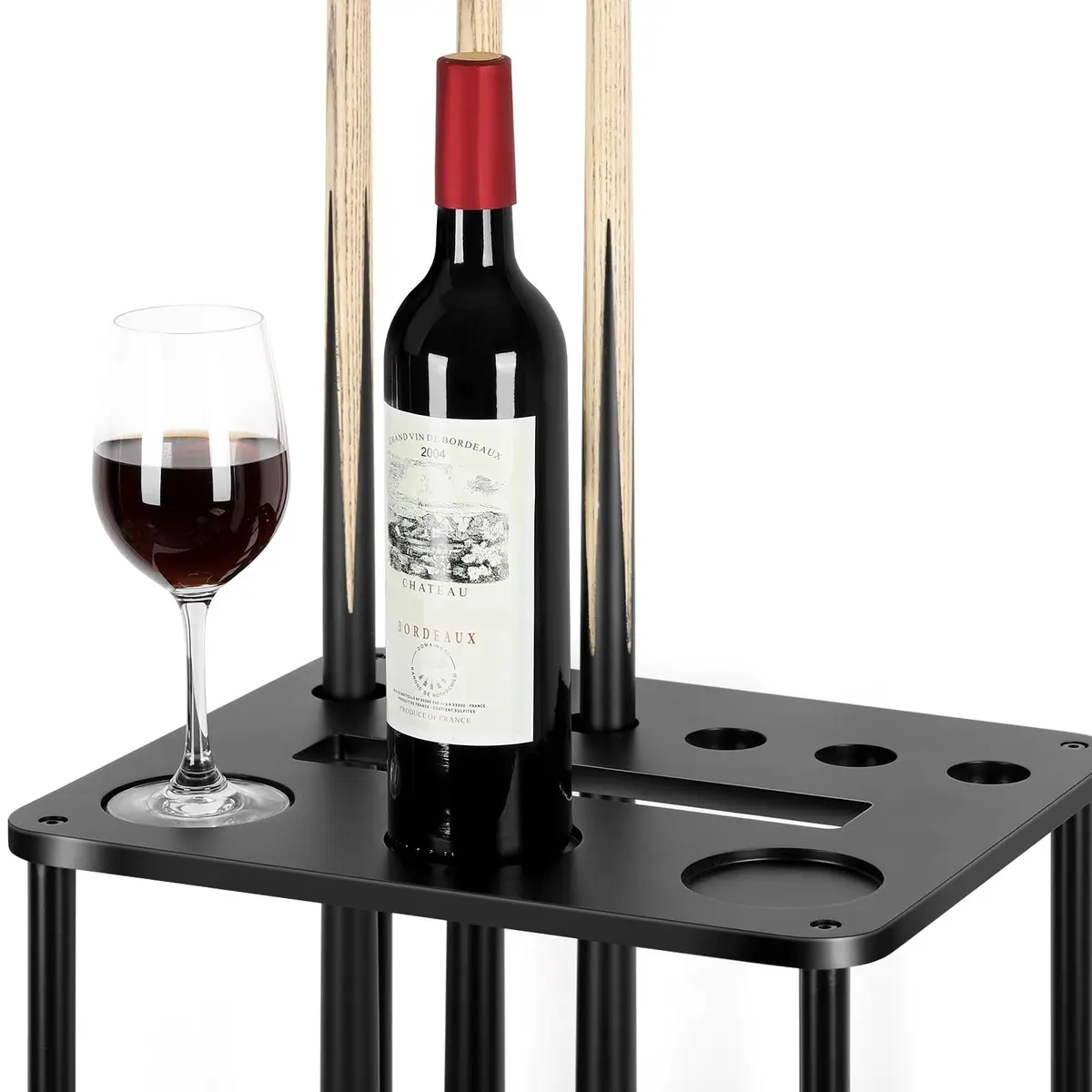 smusei Pool Cue Rack Floor Stand Holds 6 Cues | Modern Black Billiard Table Accessory - view 3