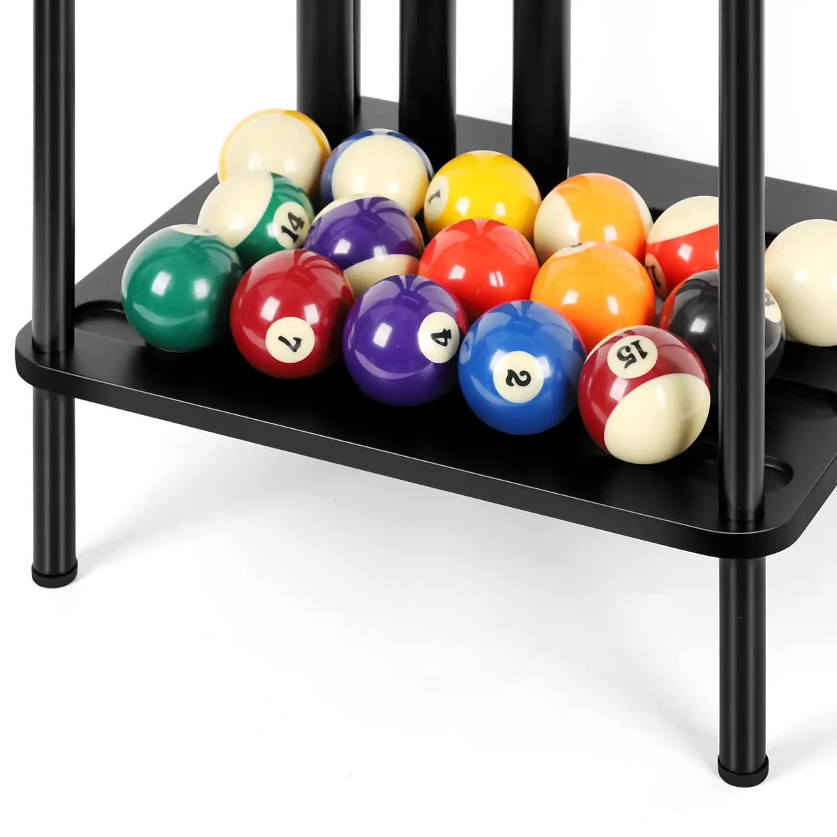 smusei Pool Cue Rack Floor Stand Holds 6 Cues | Modern Black Billiard Table Accessory - view 4