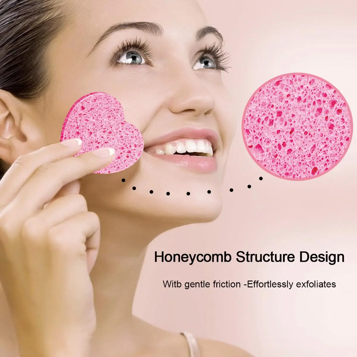 Spunspon Compressed Facial Sponges Pink Heart Shape 50 Count (1 Pack) | Gentle Daily Face Wash & Makeup Removal - view 8