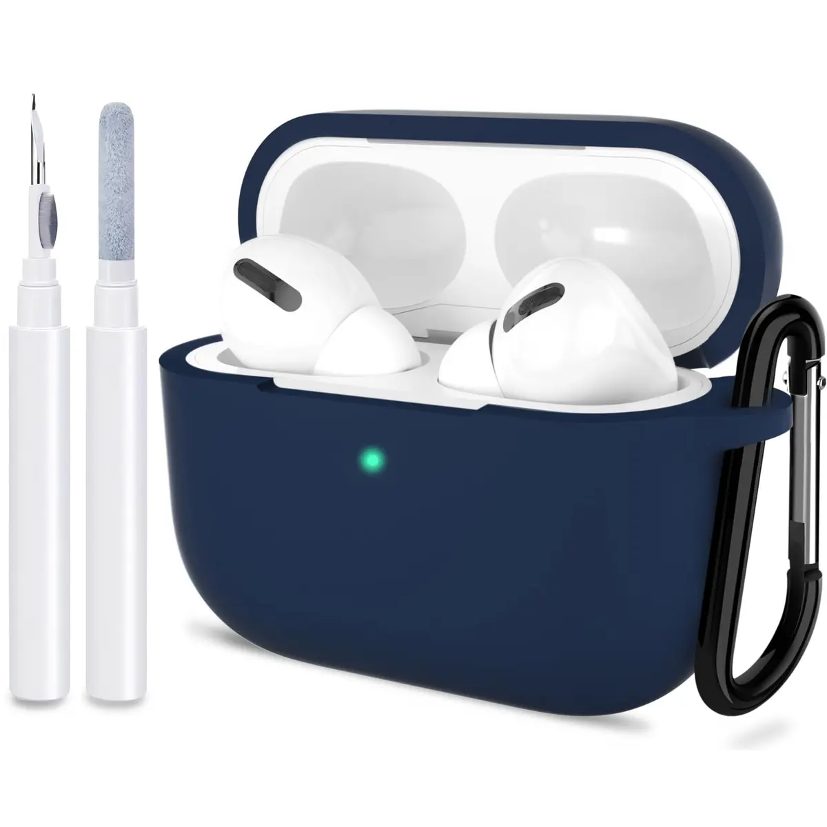 ATUAT for AirPods Pro 2nd Gen Case Cover | Silicone Skin with Keychain, Midnight Blue - main product image