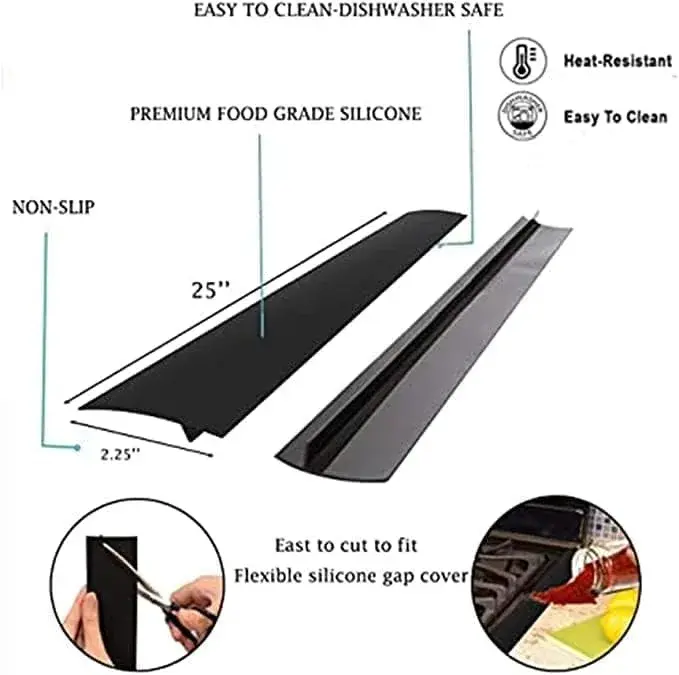 REEDTOCK Stove Gap Covers (2 Pack) 63.5 cm (25 Inches) | Easy Clean Silicone Filler for Counters and Stovetops - view 4