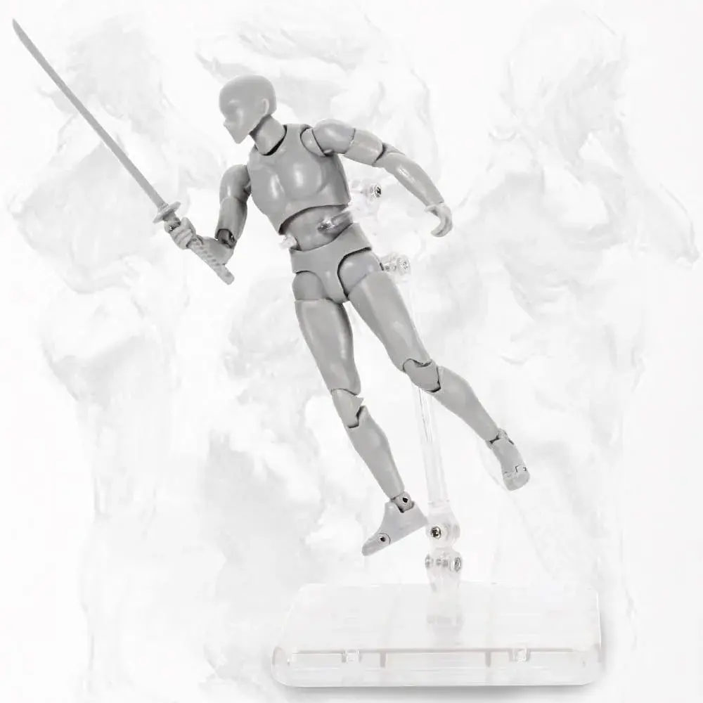 Haniforever Articulated Manikin Figure 15 cm (6 inch) Male Grey | Realistic Poseable Artist Model for Sketching - view 4