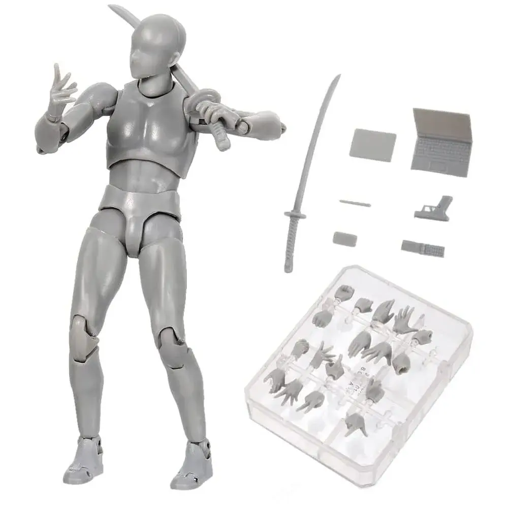 Haniforever Articulated Manikin Figure 15 cm (6 inch) Male Grey | Realistic Poseable Artist Model for Sketching - view 6