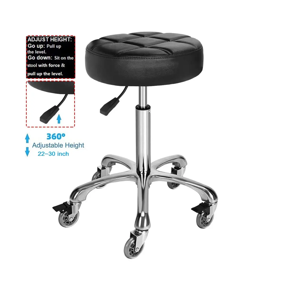 McDooFly Adjustable Heavy Duty Stool - Swivel Backless Chair for Home & Office, 22-30 in - view 3