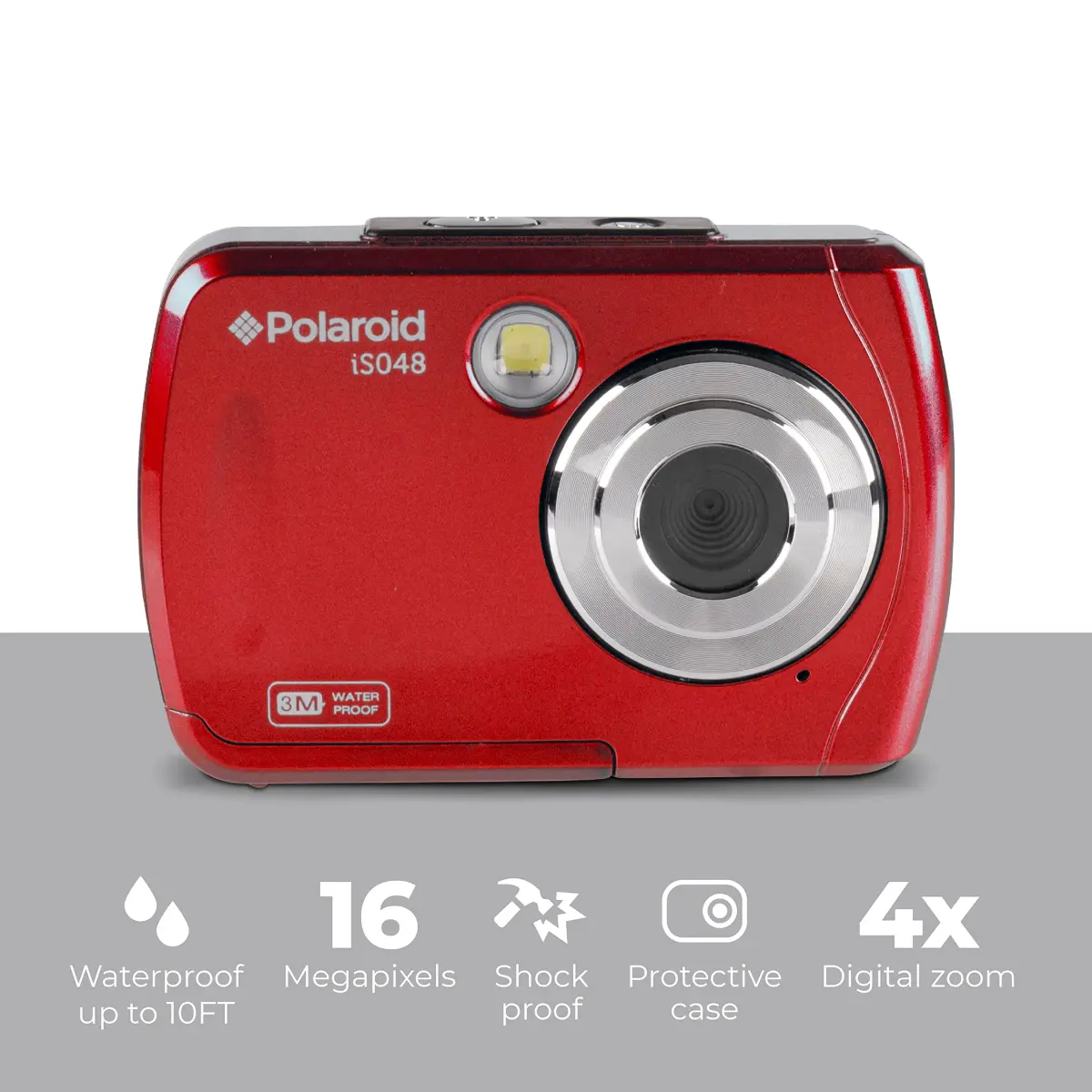 Polaroid IS048 Waterproof Instant Sharing Digital Camera Red | 16MP HD Video, 10ft Underwater, 2.4" Screen - view 2