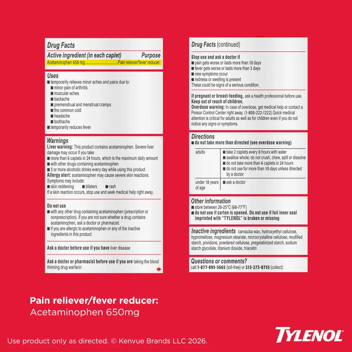Tylenol 8-Hour Arthritis Pain Relief Extended-Release Caplets 650 mg (50 Count) | Doctor Recommended OTC Pain Reliever - view 7