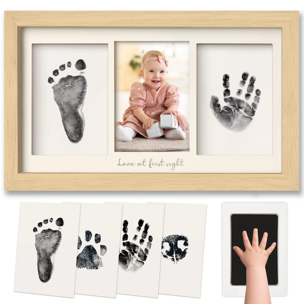KeaBabies Inkless Baby Hand and Footprint Kit (Ash Wood) | Mess-Free Keepsake for Newborns - main product image