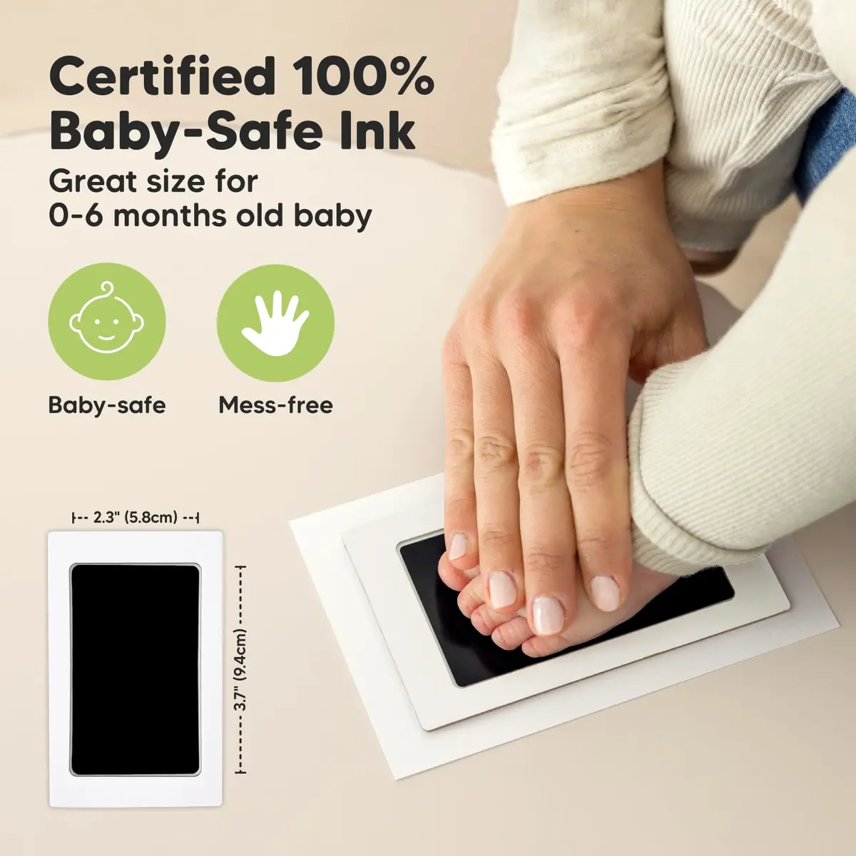KeaBabies Inkless Baby Hand and Footprint Kit (Ash Wood) | Mess-Free Keepsake for Newborns - view 6