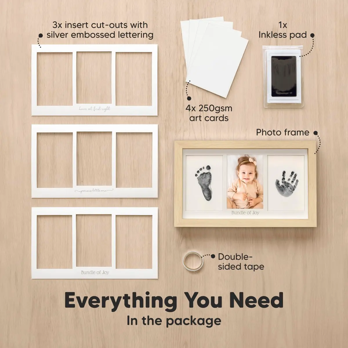 KeaBabies Inkless Baby Hand and Footprint Kit (Ash Wood) | Mess-Free Keepsake for Newborns - view 2