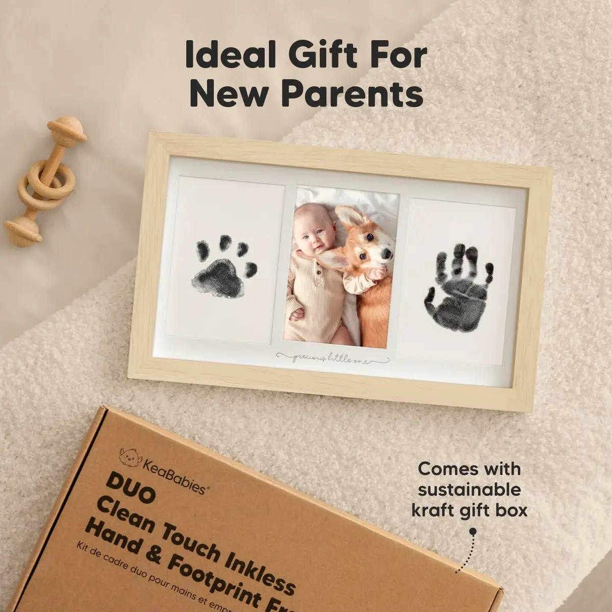 KeaBabies Inkless Baby Hand and Footprint Kit (Ash Wood) | Mess-Free Keepsake for Newborns - view 4
