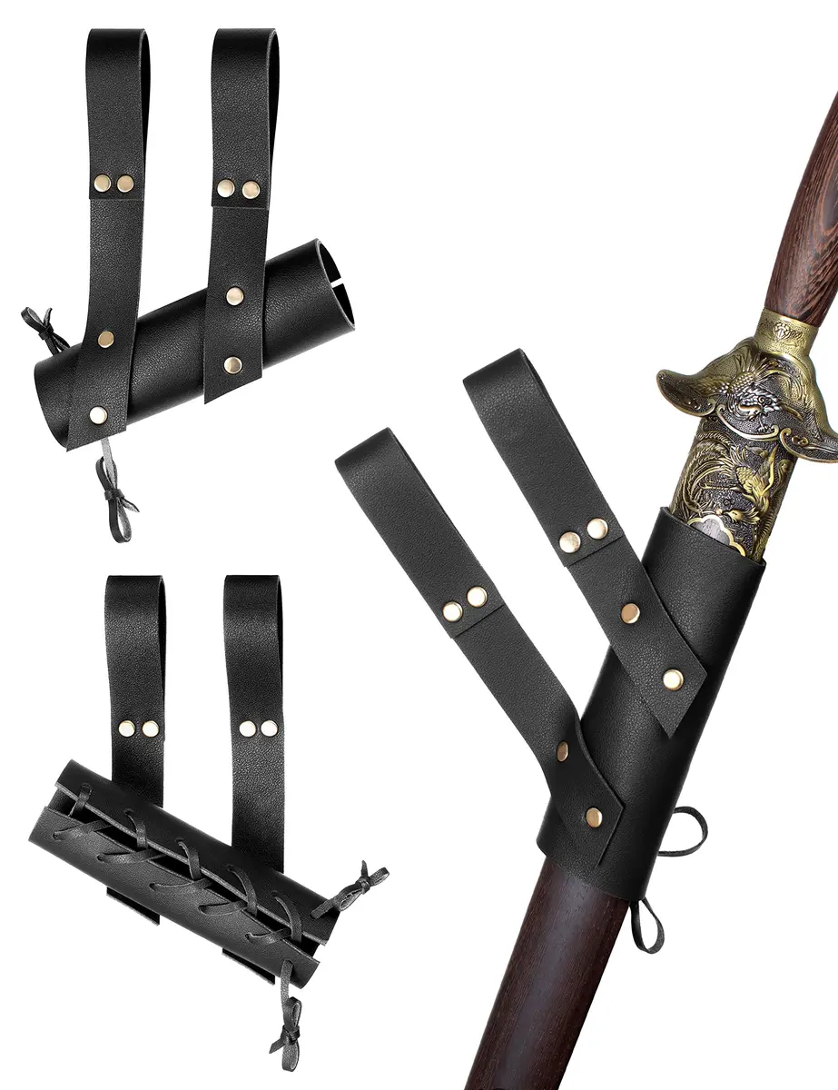 ALAMIYA Medieval Knight Leather Belt Shawl Men Renaissance Half Shoulder Cape Scarf Buckle Bracers Retro Magic Cork Potion Bottle Sword Frog Accessories - view 5