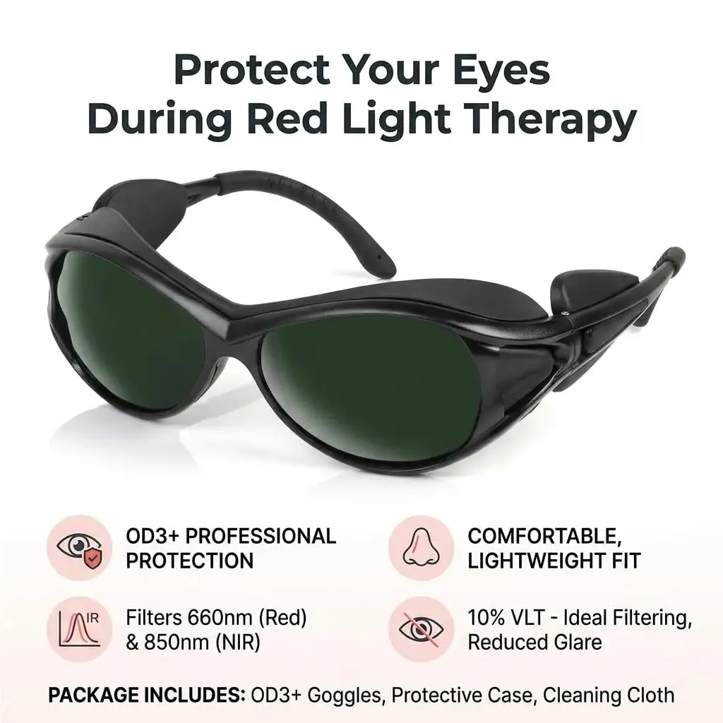 Dubofu Professional Red Light Therapy Glasses, Eye Protection for Red & Near Infrared Light Therapy, OD3+ Comfortable Goggles for Red Light Panel & Infrared Therapy - view 5