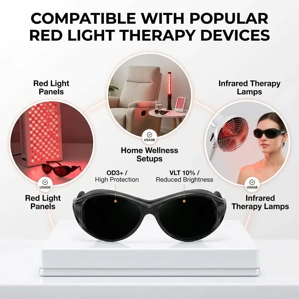 Dubofu Professional Red Light Therapy Glasses, Eye Protection for Red & Near Infrared Light Therapy, OD3+ Comfortable Goggles for Red Light Panel & Infrared Therapy - view 7