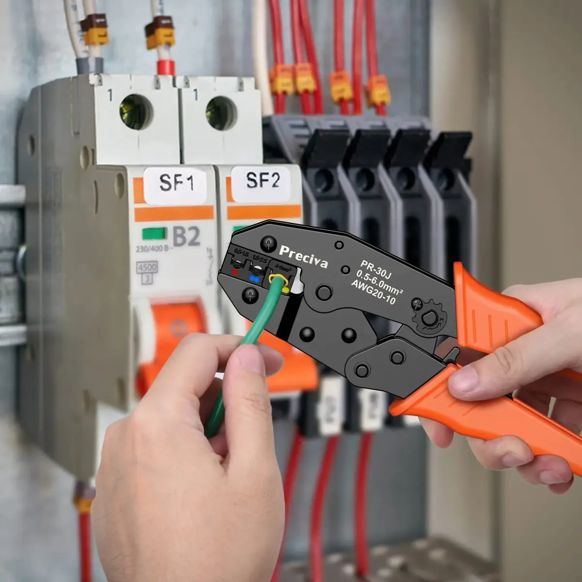 Preciva Ratcheting Wire Terminal Crimping Tool Kit AWG20-10 (0.5-6mm²) with 350PCS Insulated Connectors | Crimps Electrical Connections Reliably - view 7