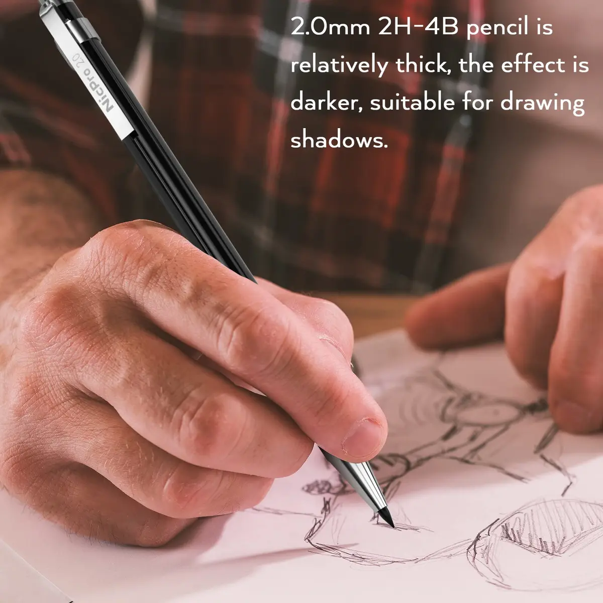 Nicpro 6 PCS Art Mechanical Pencil Set, Black Metal Drafting Pencils 0.3, 0.5, 0.7, 0.9 mm & 2PCS 2mm Lead Holders | Artist & Student Favorite - view 8