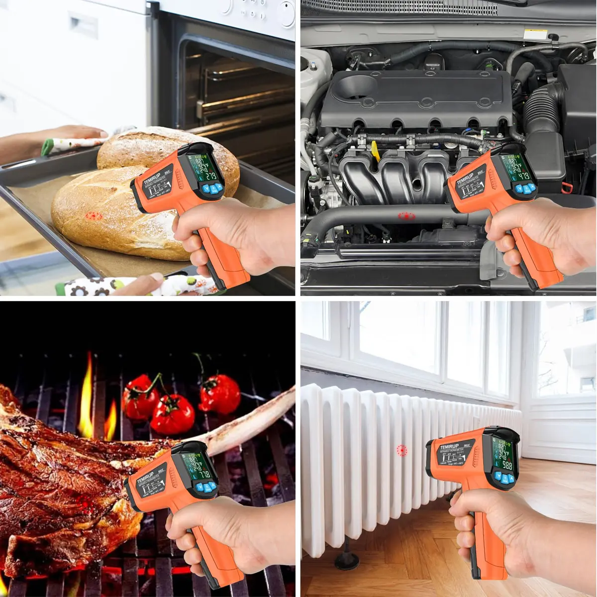 Temirup Infrared Thermometer Gun -58°F to 1472°F | Non Contact Digital Laser Temp Gun with Color LCD - view 7